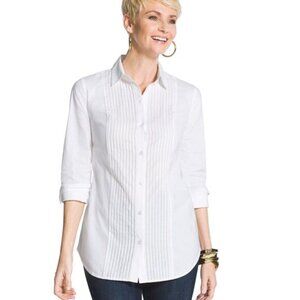 Chico's white Pintucked Shirt Size 1